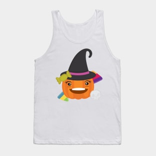 Cute Kawaii Smiling Pumpkin Face for Halloween. Tank Top